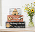 Farmhouse Whimsy Bumble Bee Tier Block Set, cheerful wooden table top decor with bee and honeycomb designs, natural finish.