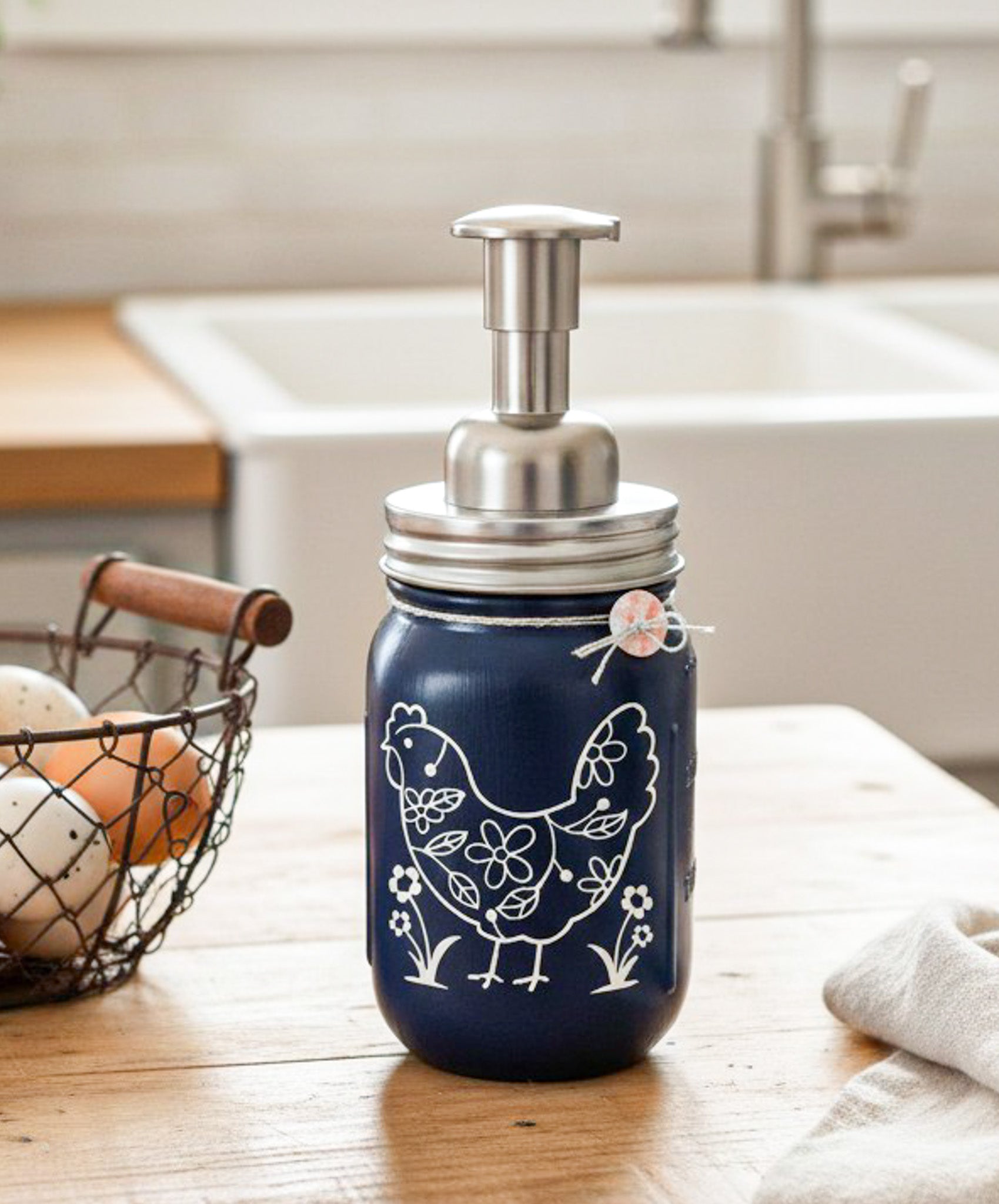 Chicken Mason Jar Soap Dispenser