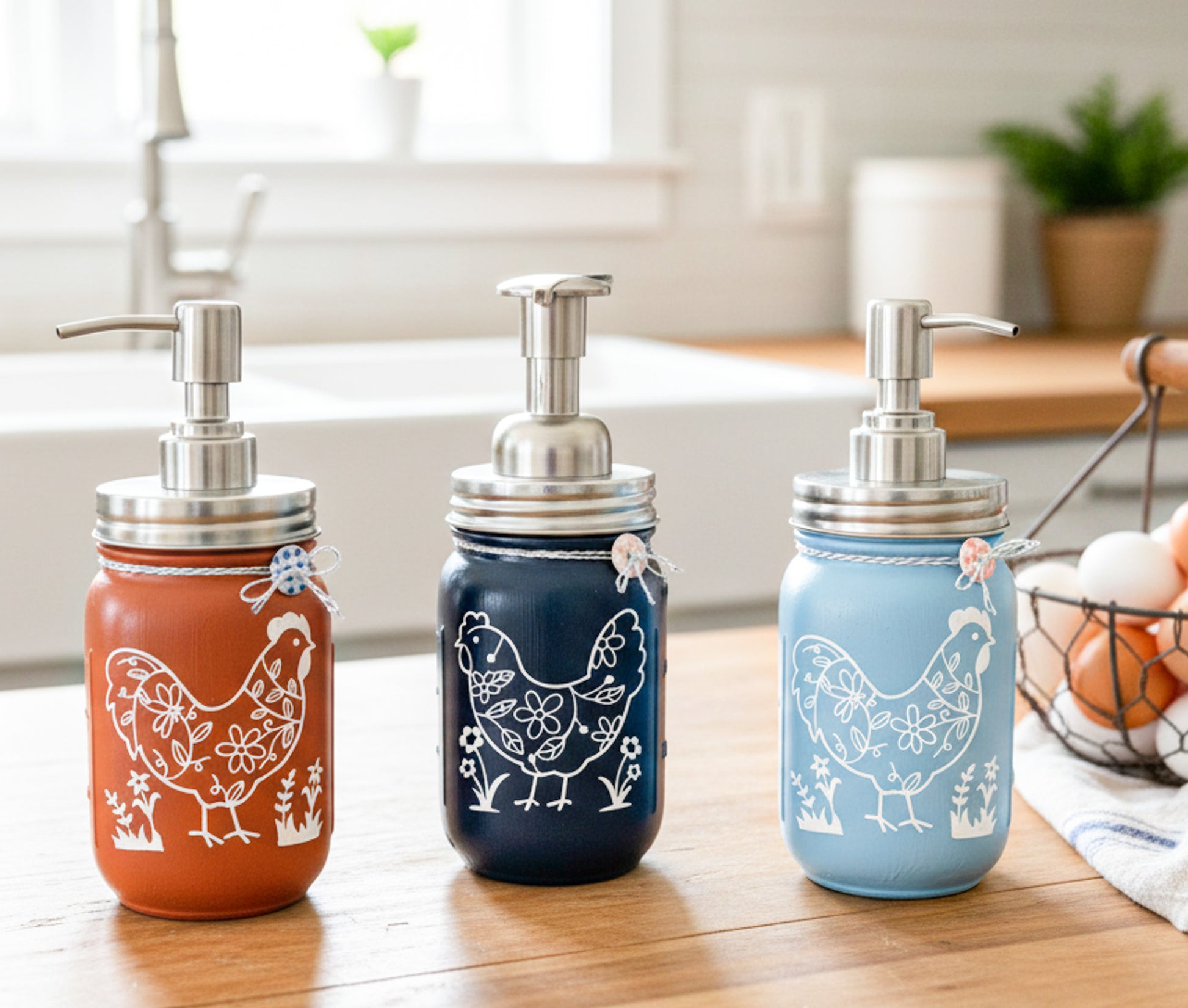 Chicken Mason Jar Soap Dispenser