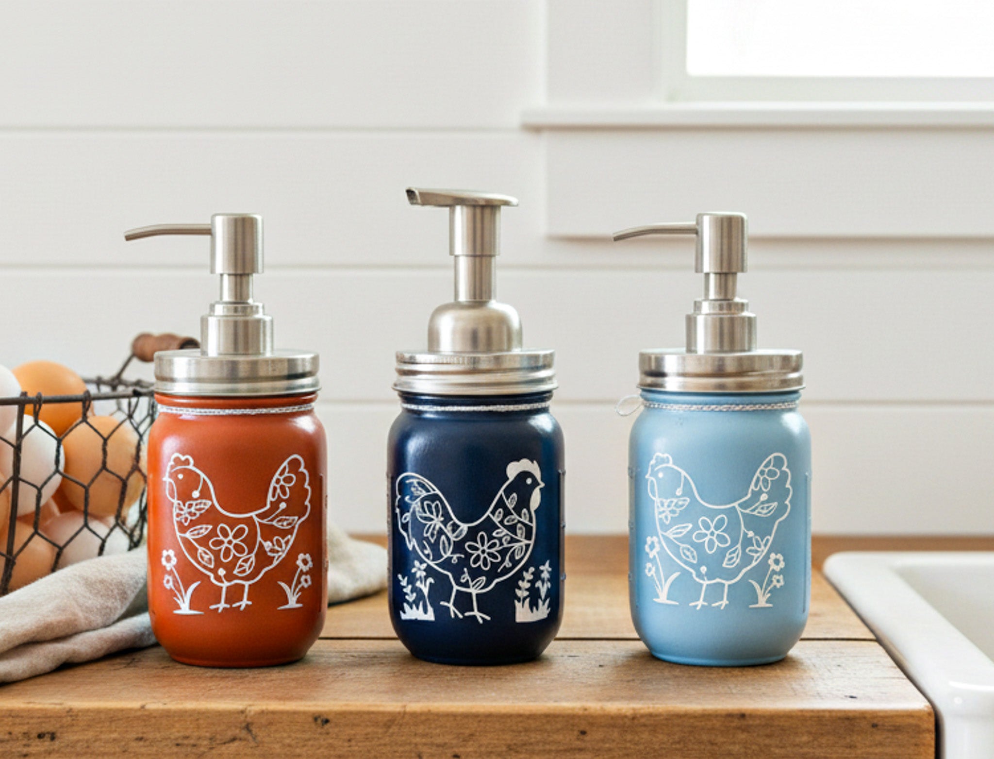 Chicken Mason Jar Soap Dispenser