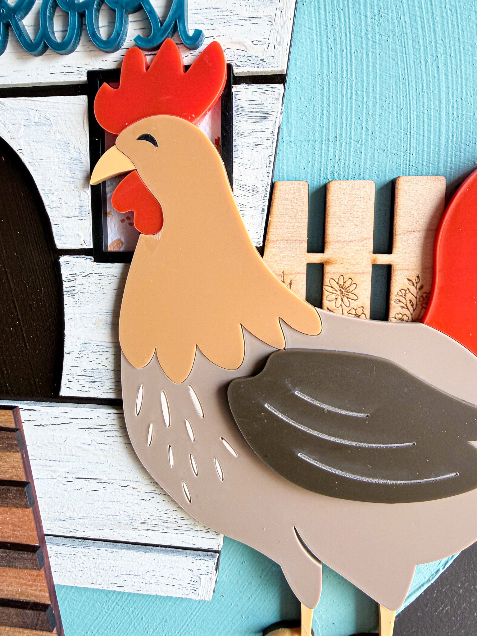 chicken farmhouse welcome door sign rooster
