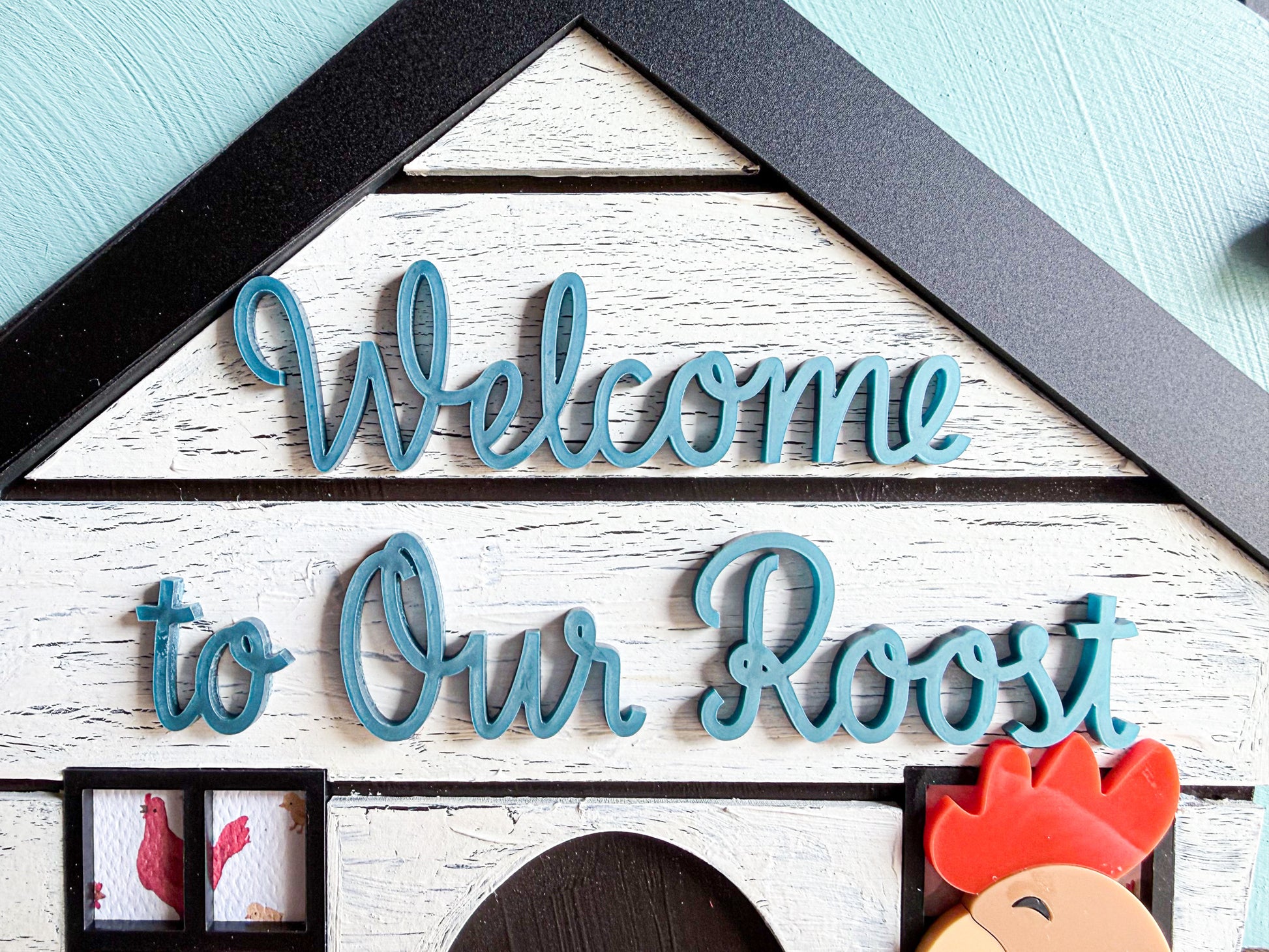 Chicken farmhouse welcome door sign greeting