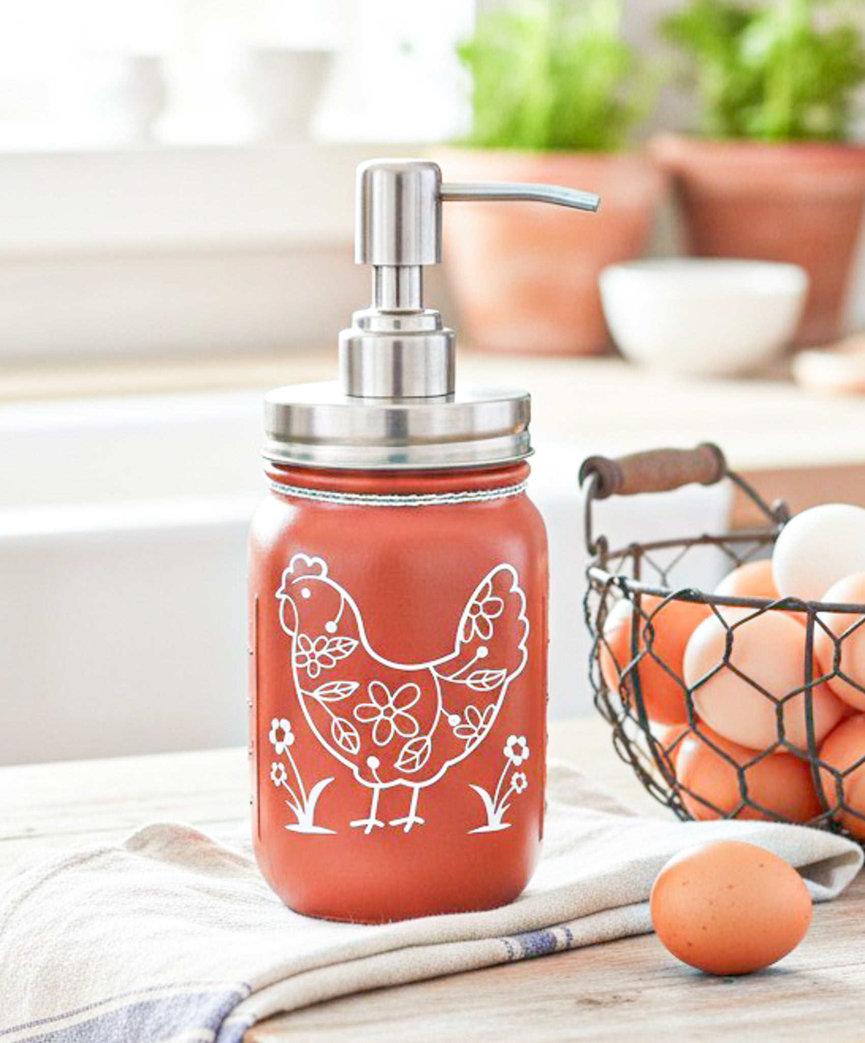 Chicken Mason Jar Soap Dispenser