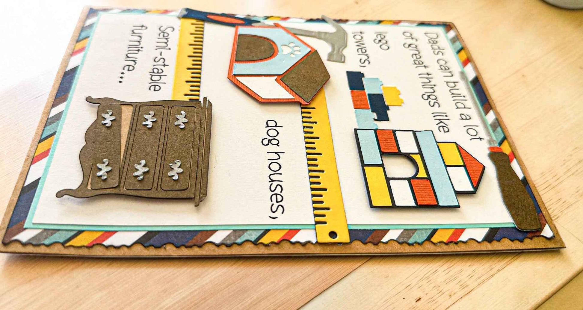 Father's Day Builder Card greeting card by Farmhouse Whimsy featuring colorful construction-themed design and cheerful message.