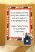 Father's Day builder greeting card by Farmhouse Whimsy featuring colorful construction-themed illustrations.