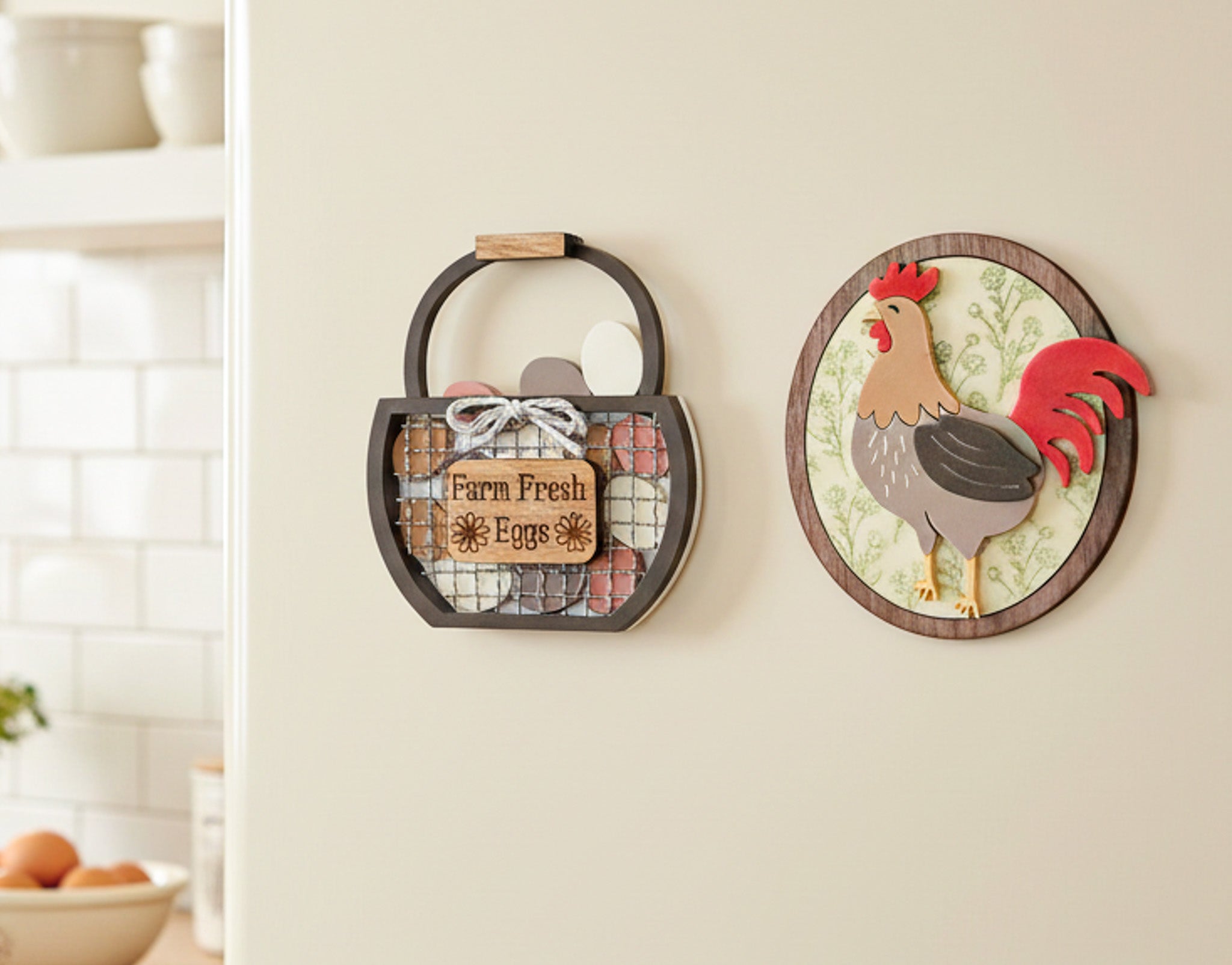 Chicken and Egg Basket Magnet Set fridge