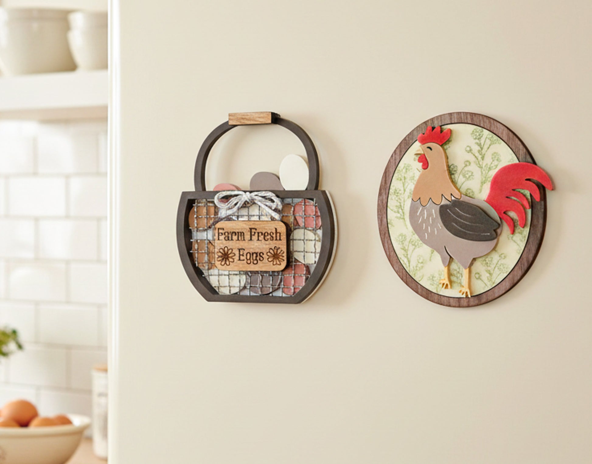 Chicken and Egg Basket Magnet Set fridge