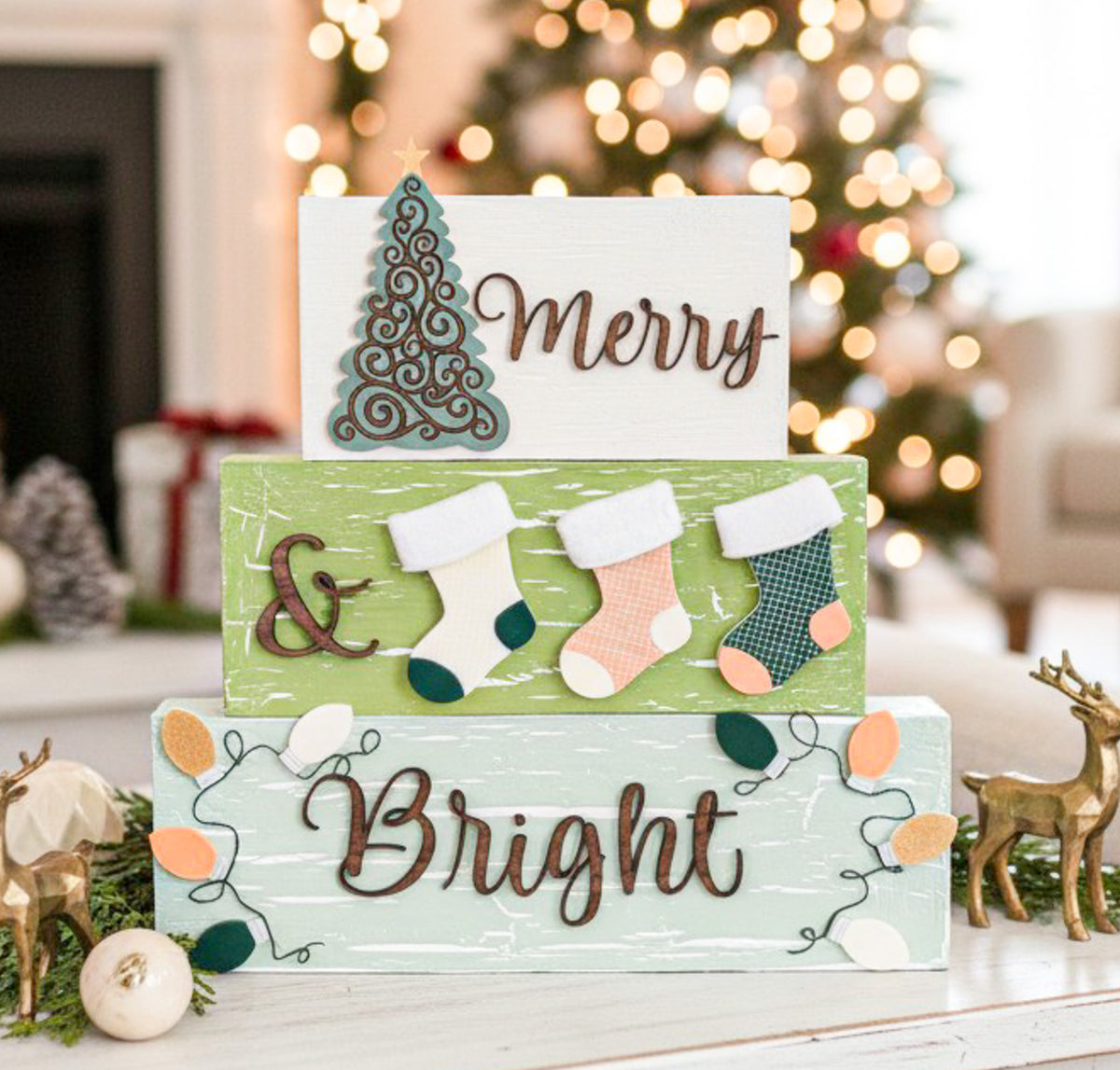 Merry & Bright Christmas Tier Blocks