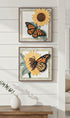 Monarch Butterfly & Sunflower Wall Art vertical