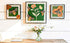 Farmhouse Whimsy Bumble Bee Wall Art Set featuring cheerful bee illustrations on rustic wooden panels for farmhouse decor.