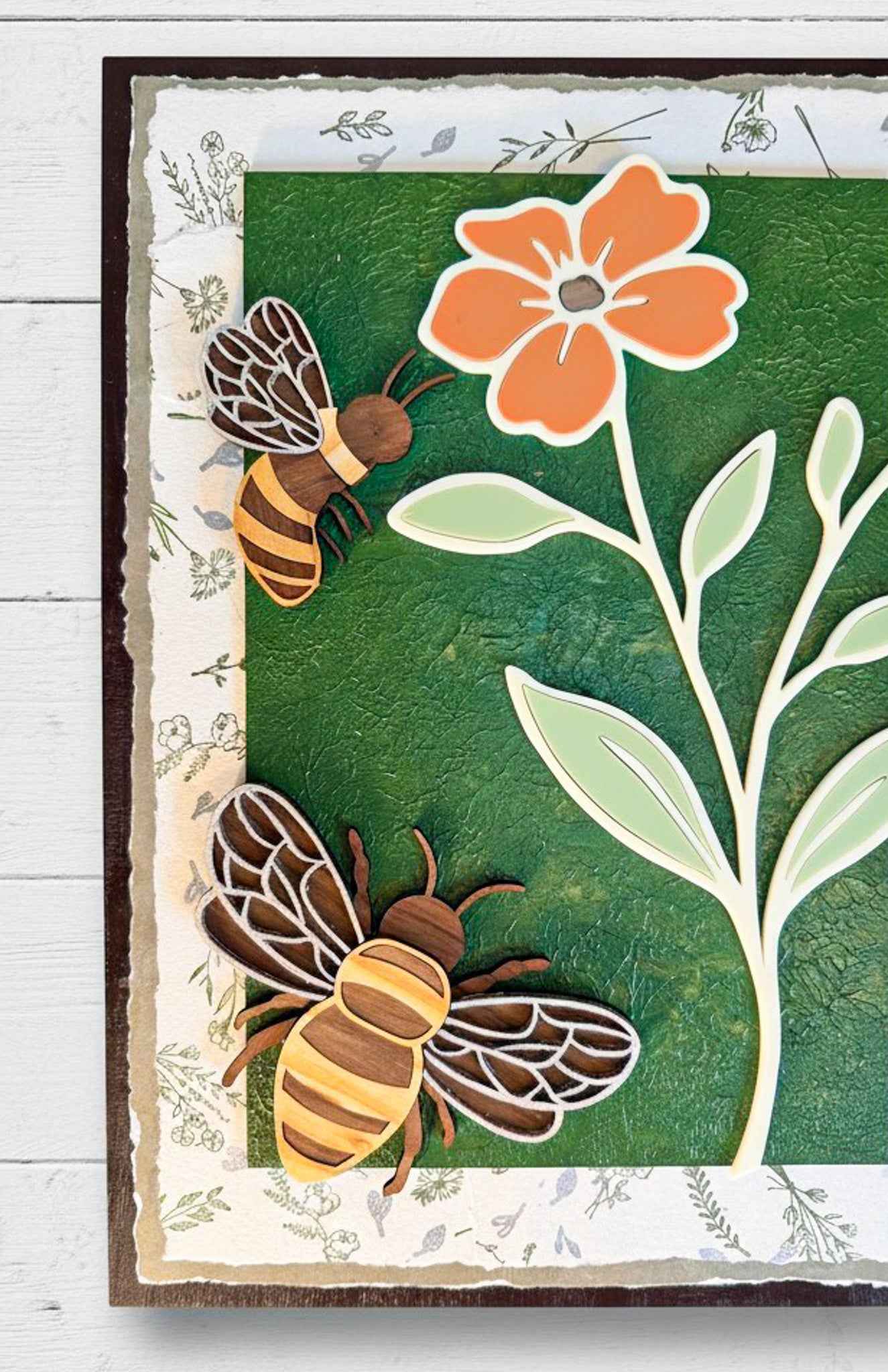 Set of Bumble Bee Wall Art by Farmhouse Whimsy featuring charming bee illustrations on rustic background.