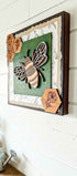 Farmhouse Whimsy Bumble Bee Wall Art Set featuring colorful bee illustrations on rustic wooden panels.