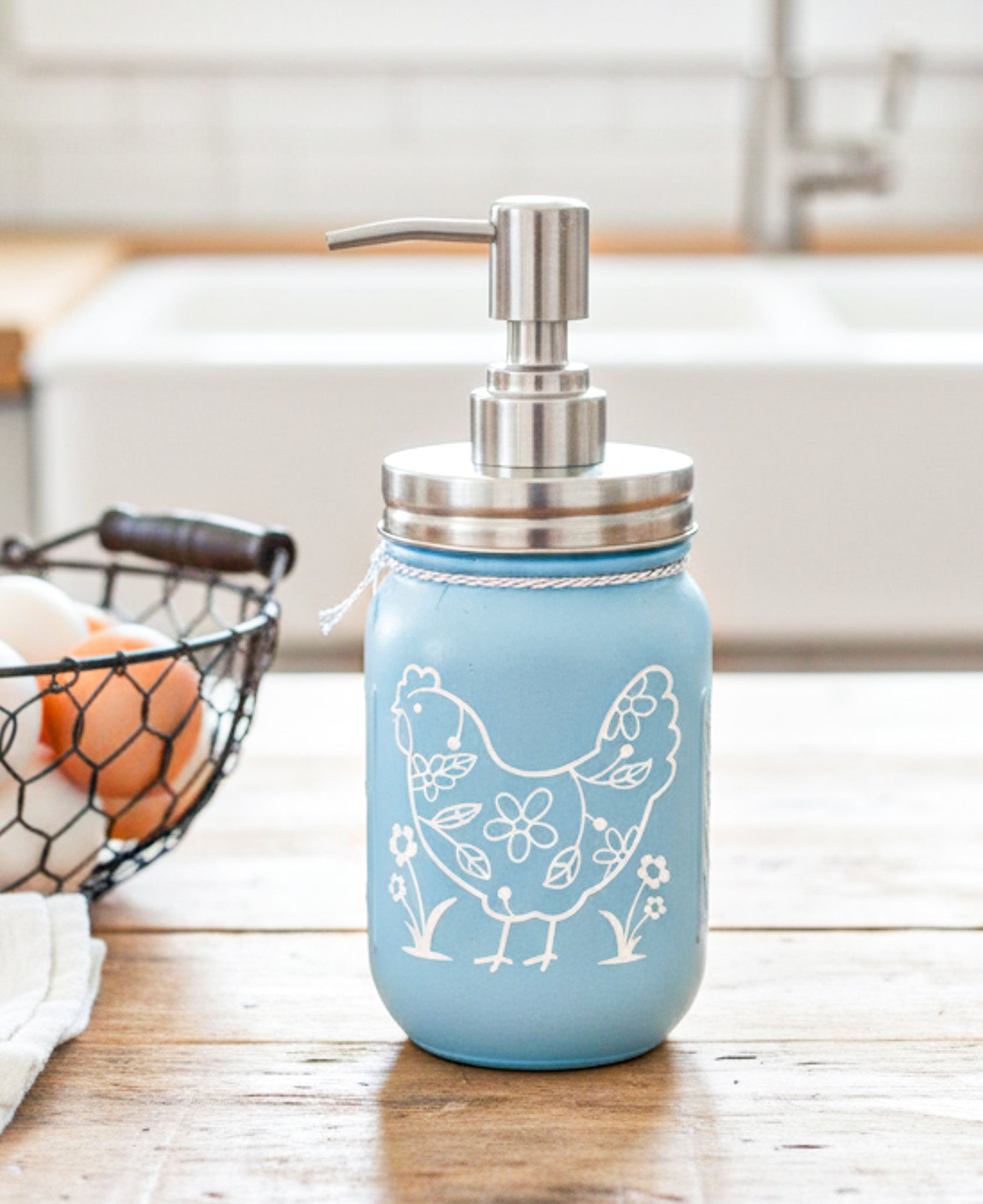 Chicken Mason Jar Soap Dispenser