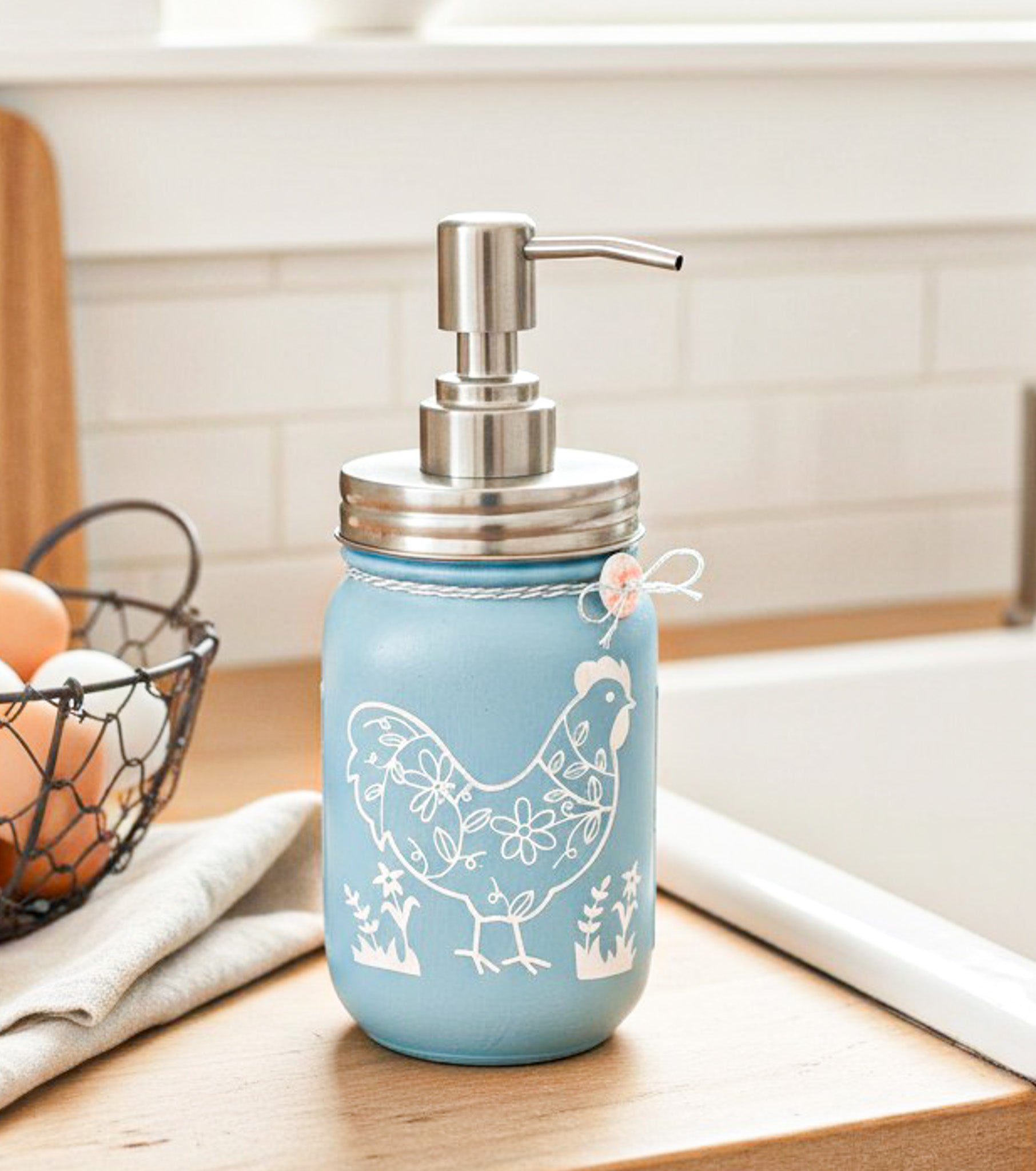 Chicken Mason Jar Soap Dispenser