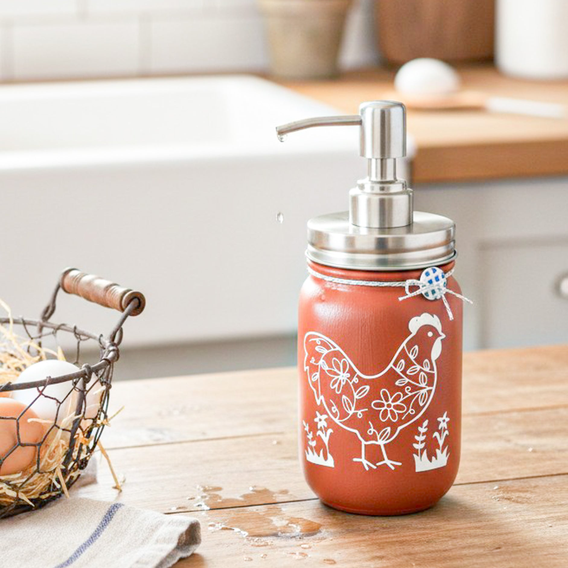 Chicken Mason Jar Soap Dispenser