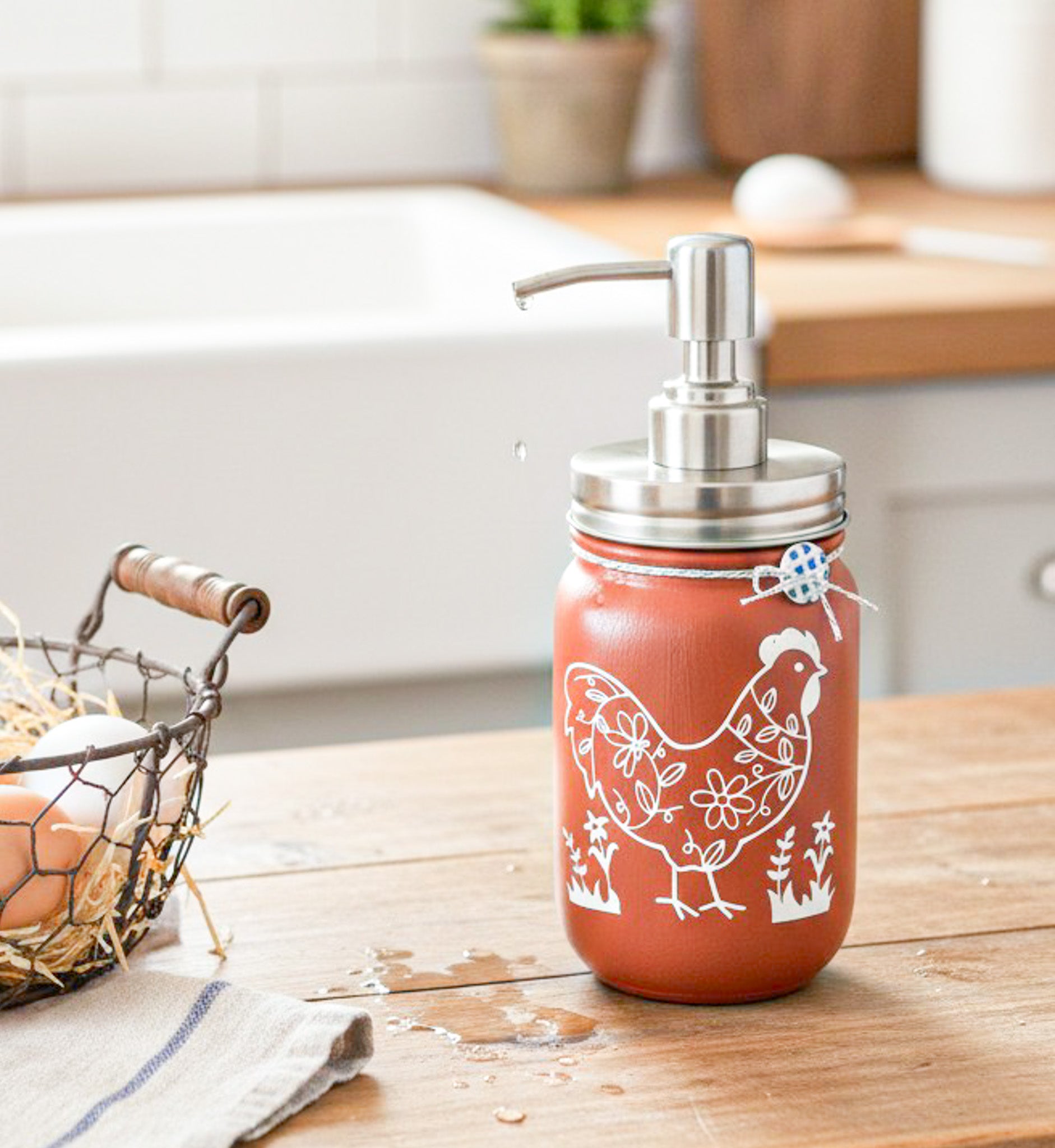 Chicken Mason Jar Soap Dispenser
