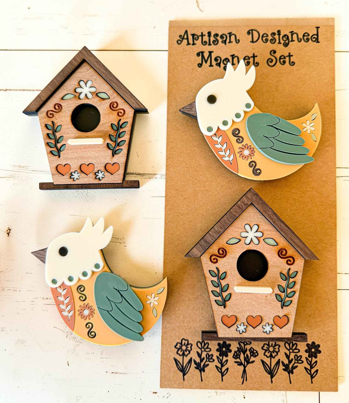 Farmhouse Bird & Birdhouse Magnet Set - Farmhouse Whimsy