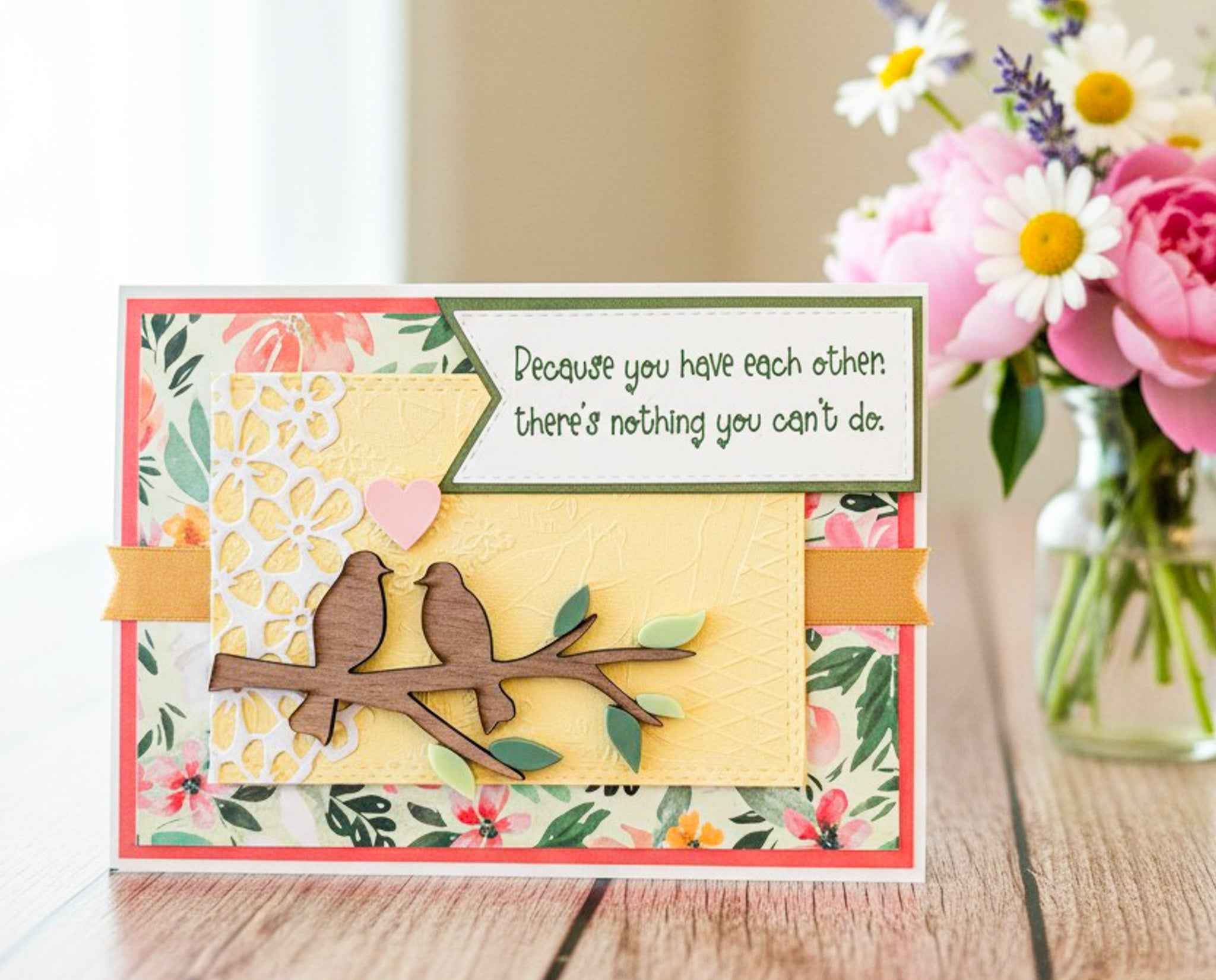 Love Birds wedding greeting card by Farmhouse Whimsy featuring romantic bird illustrations and elegant design for special occasions.