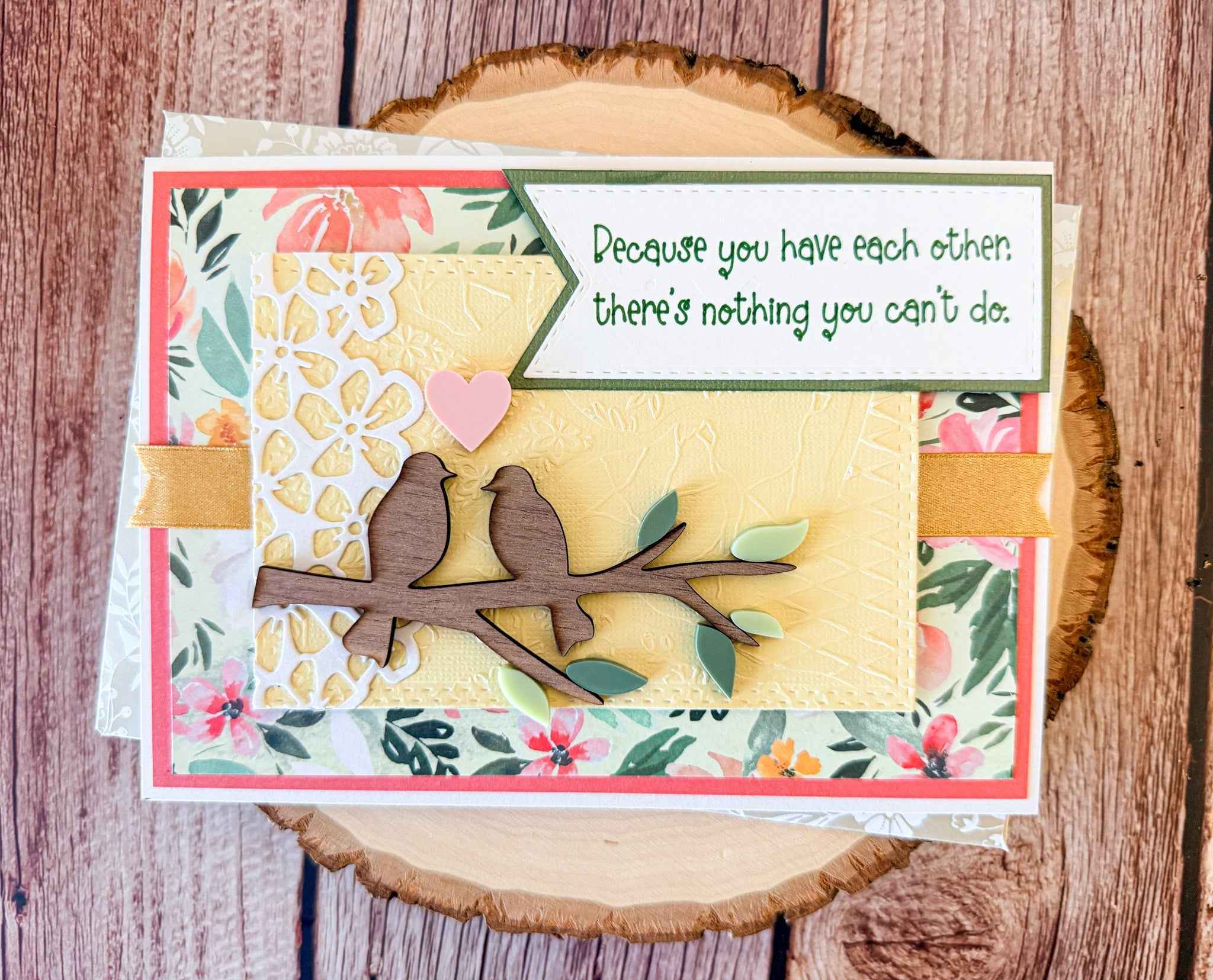 Farmhouse Whimsy Love Birds wedding greeting card featuring charming bird illustration and elegant design for special occasions
