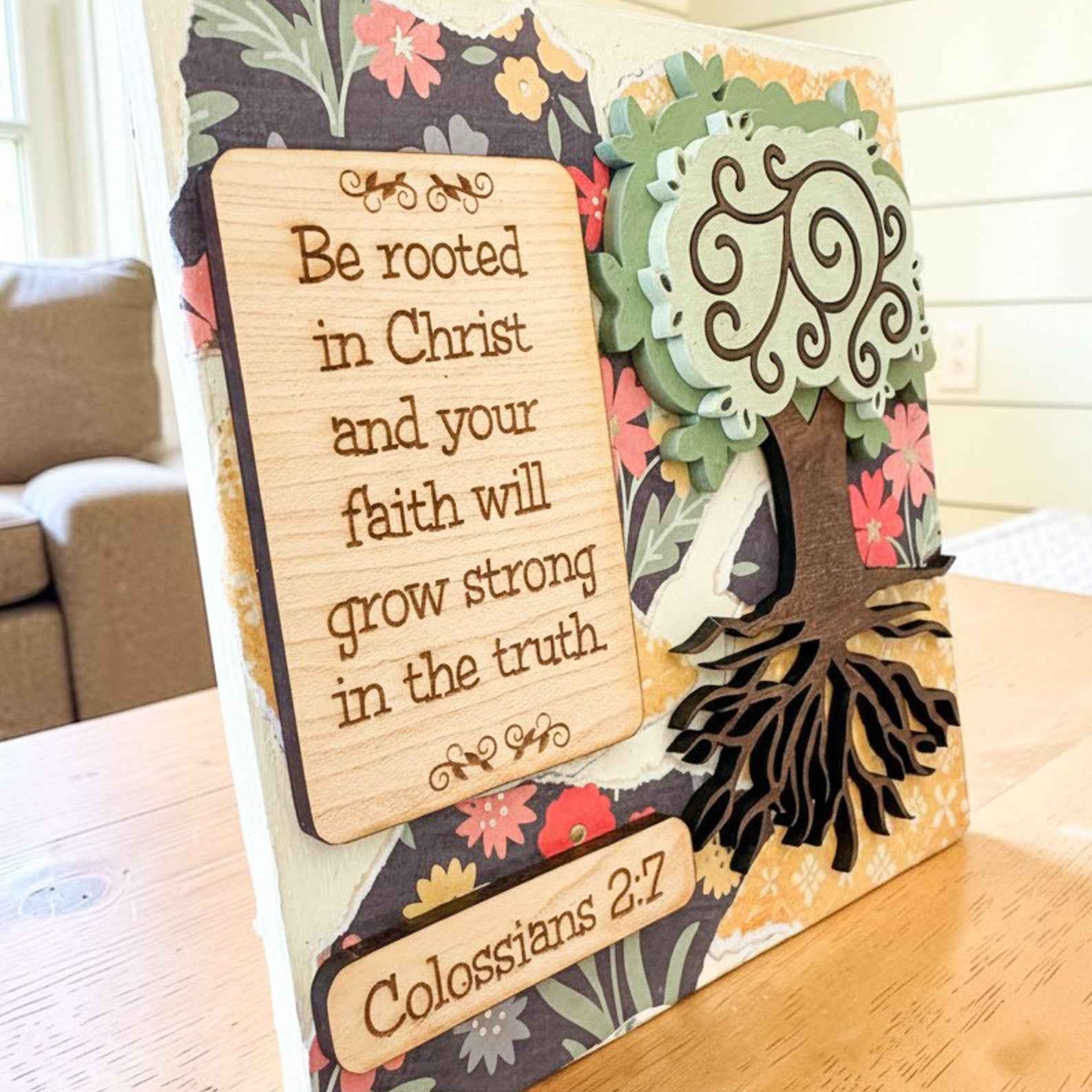 Farmhouse Whimsy Tree Roots Mini Table Top Sign for farmhouse decor, featuring rustic wooden design and natural tree root details.
