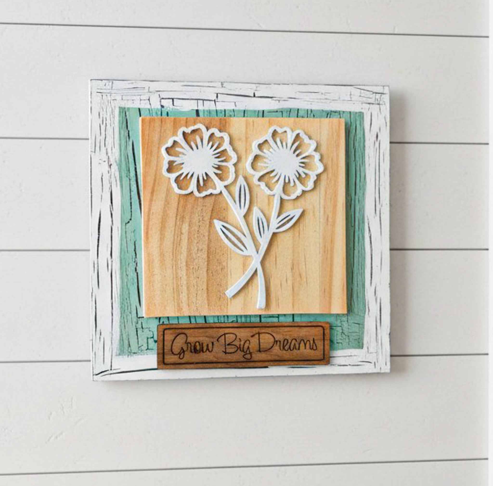 Sunflower wooden wall art by Farmhouse Whimsy, featuring a rustic sunflower design on natural wood for farmhouse decor.