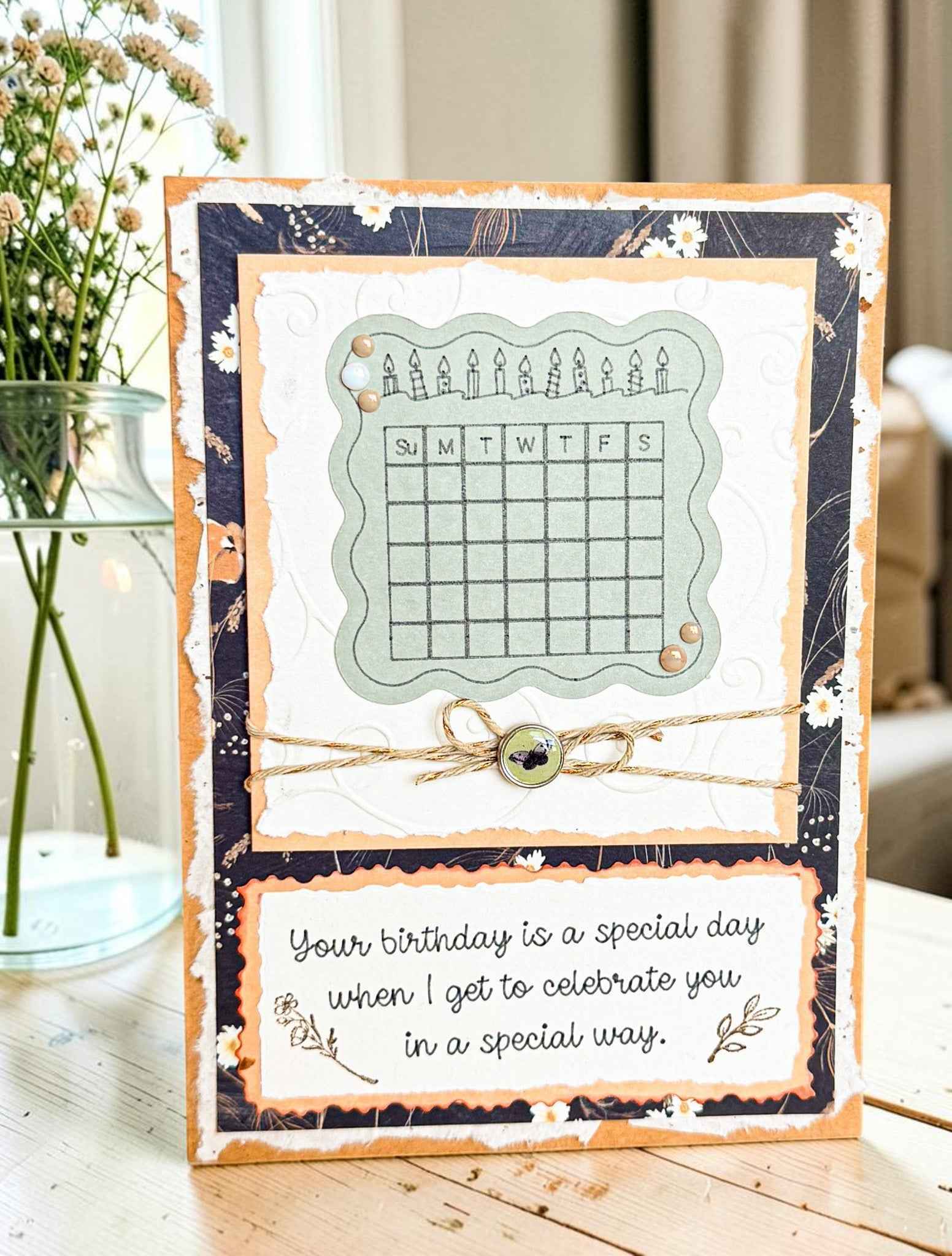 Rustic floral birthday greeting card by Farmhouse Whimsy featuring colorful flowers and a charming rustic design.
