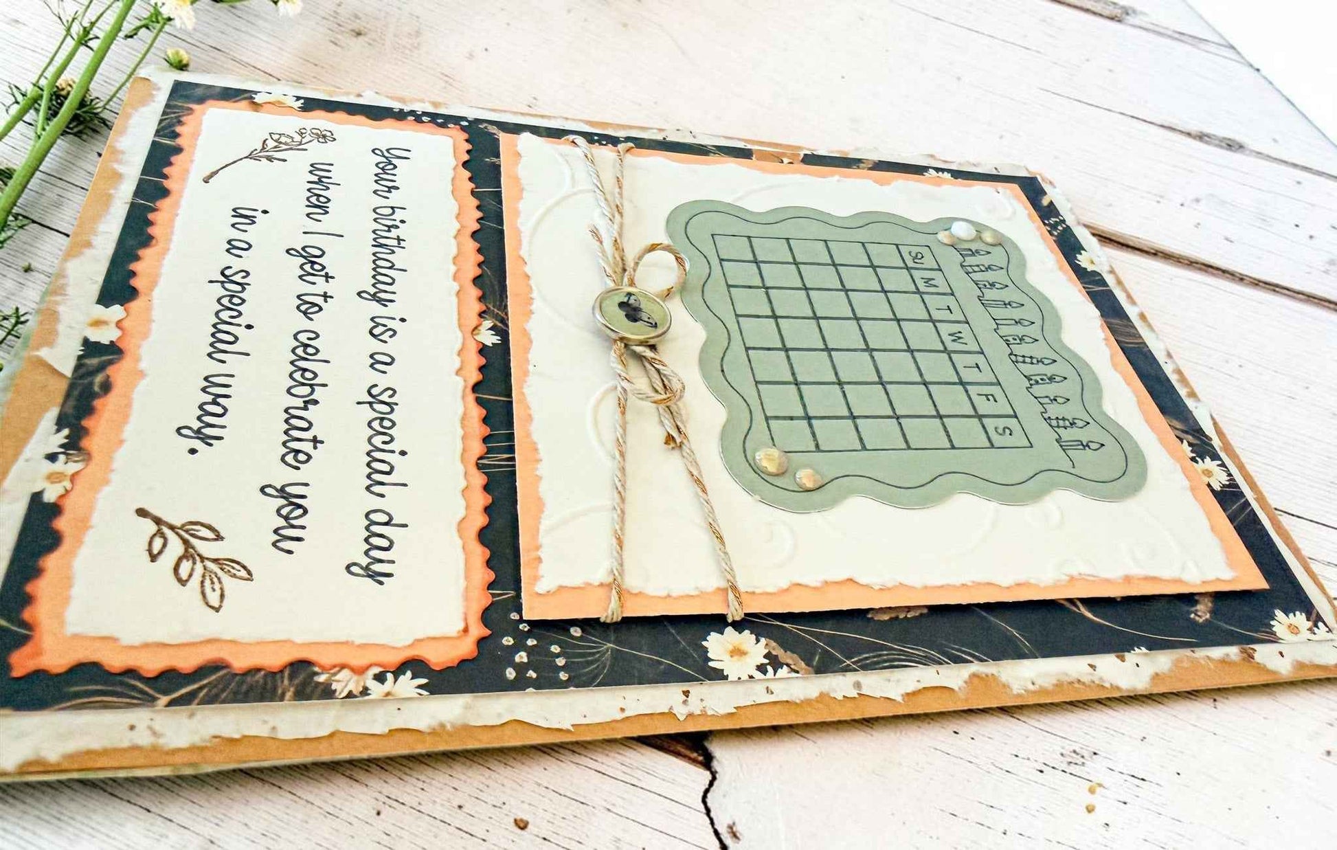 Rustic floral birthday greeting card by Farmhouse Whimsy featuring a charming floral design on textured paper.