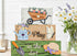 Farmhouse Whimsy gardening table top tier block set as decorative tabletop decor, featuring rustic wooden blocks with gardening motifs.
