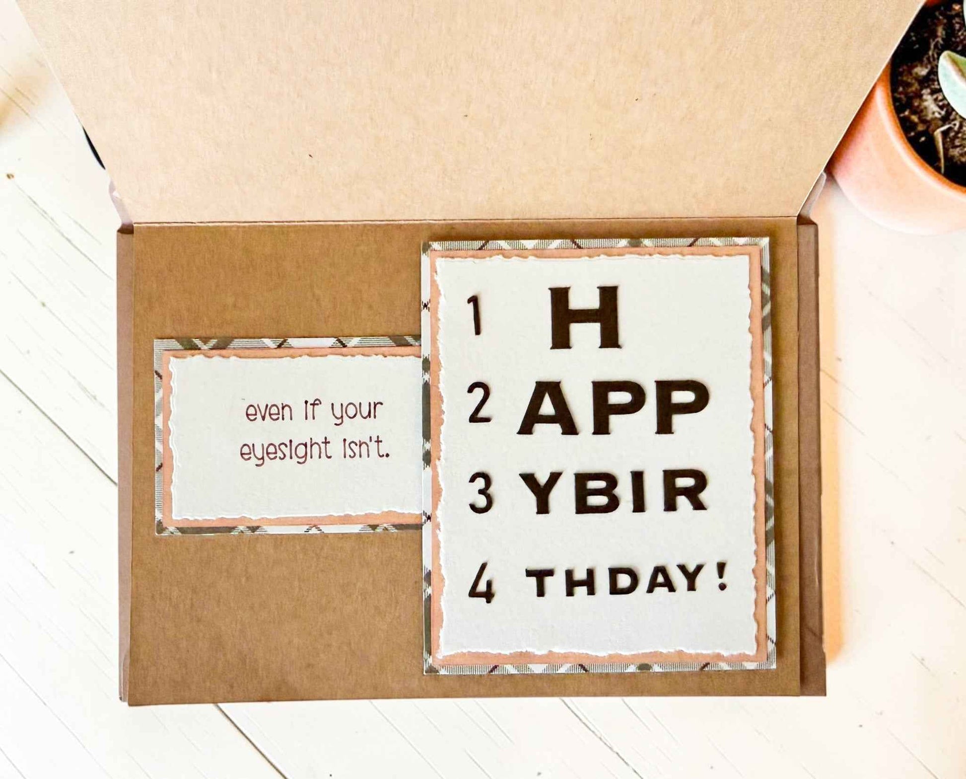 Humorous birthday greeting card featuring stylish glasses illustration by Farmhouse Whimsy, perfect for celebrating with humor.