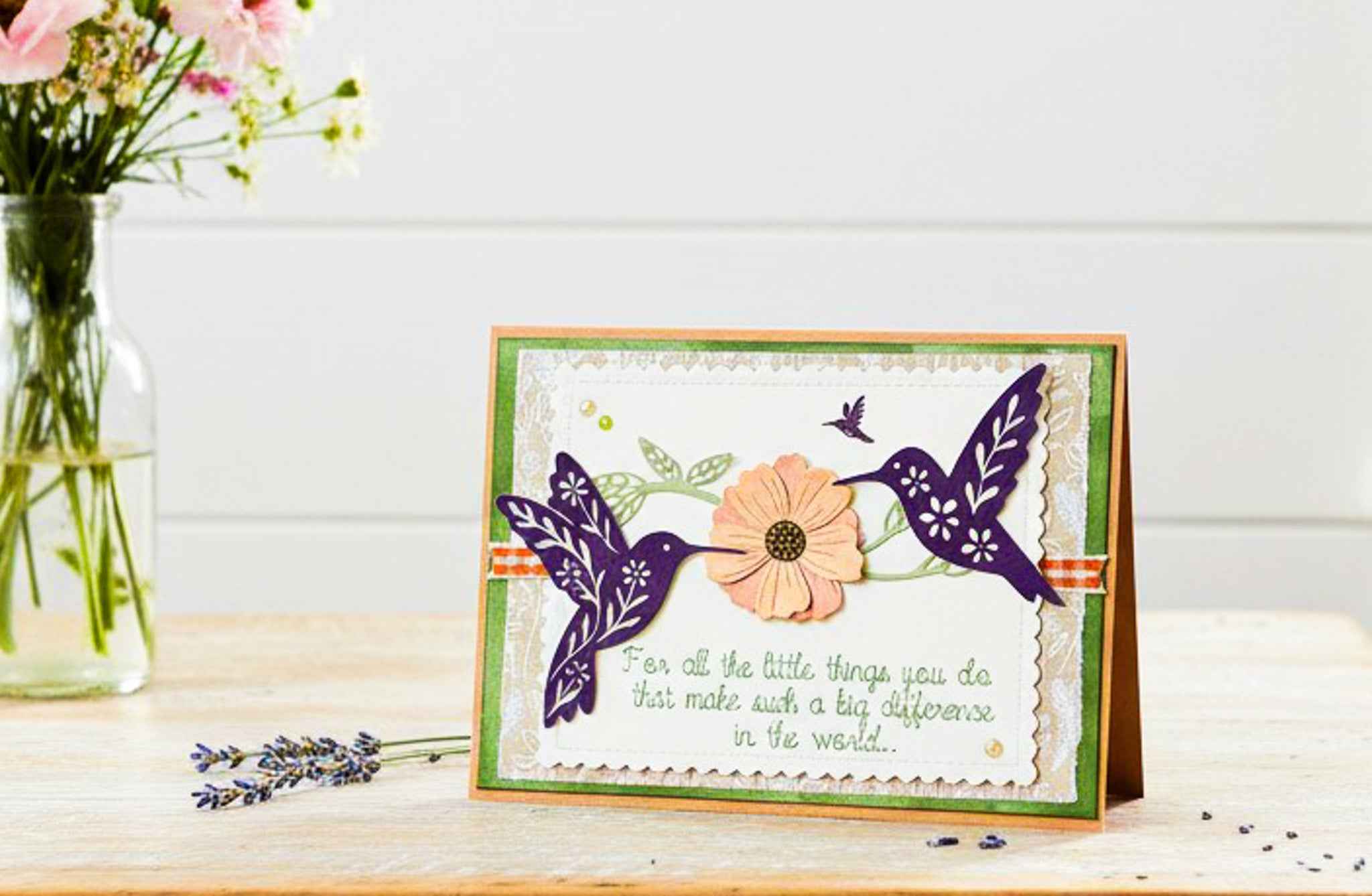 Hummingbird Floral Birthday Greeting Card - Farmhouse Whimsy
