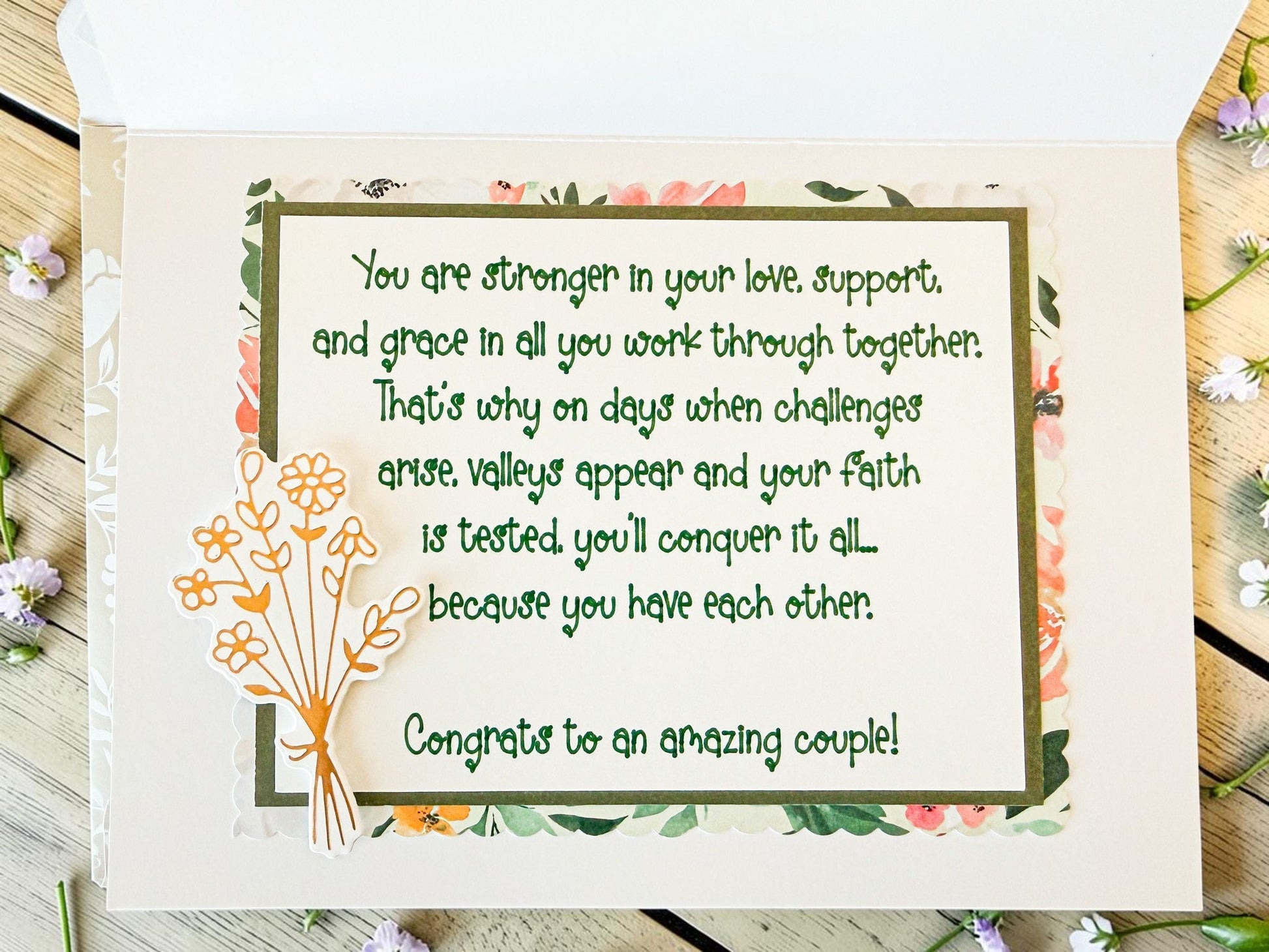 Love Birds wedding greeting card by Farmhouse Whimsy featuring a charming illustration of love birds for wedding wishes.
