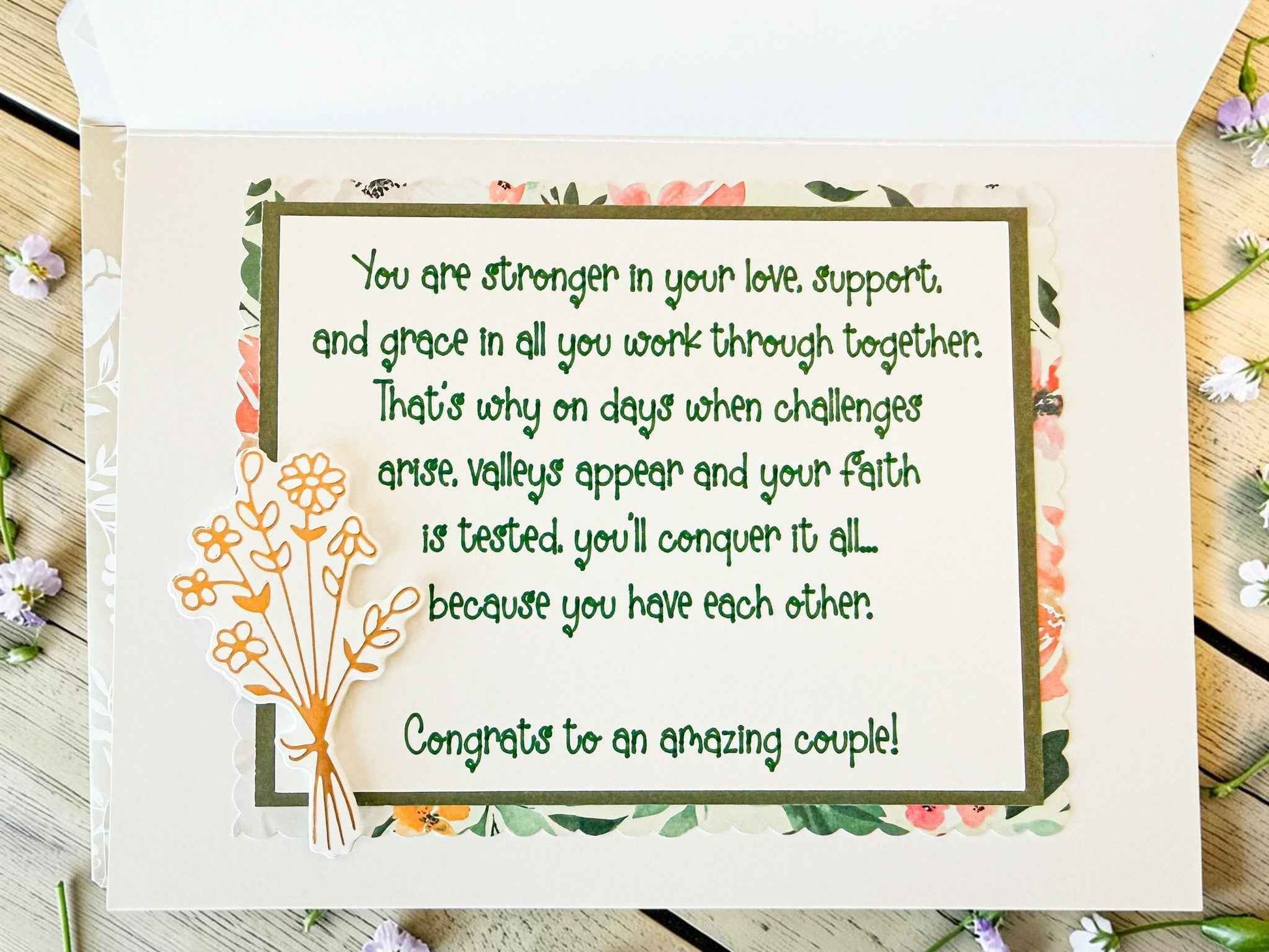 Farmhouse Whimsy Love Birds Wedding Greeting Card featuring romantic bird illustrations on a charming card for special occasions.