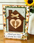 Farmhouse Whimsy sunflower baby shower greeting card with bright sunflower illustrations and floral accents.