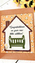 Farmhouse Whimsy sunflower baby shower greeting card with sunflower design and elegant script, perfect for celebrating a new arrival