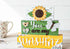 Farmhouse Whimsy sunflower table top tier block set for decor, featuring bright sunflower design on wooden blocks.
