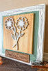 Sunflower wooden wall art by Farmhouse Whimsy featuring a bright sunflower design on rustic wood for farmhouse decor.