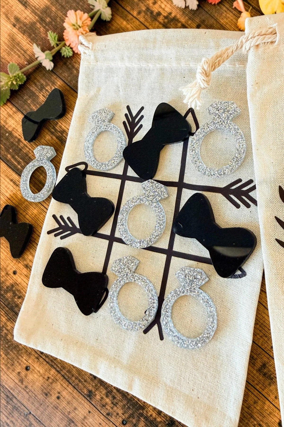 Tic Tac Toe Ring & Bowtie Wedding Favors - Farmhouse Whimsy
