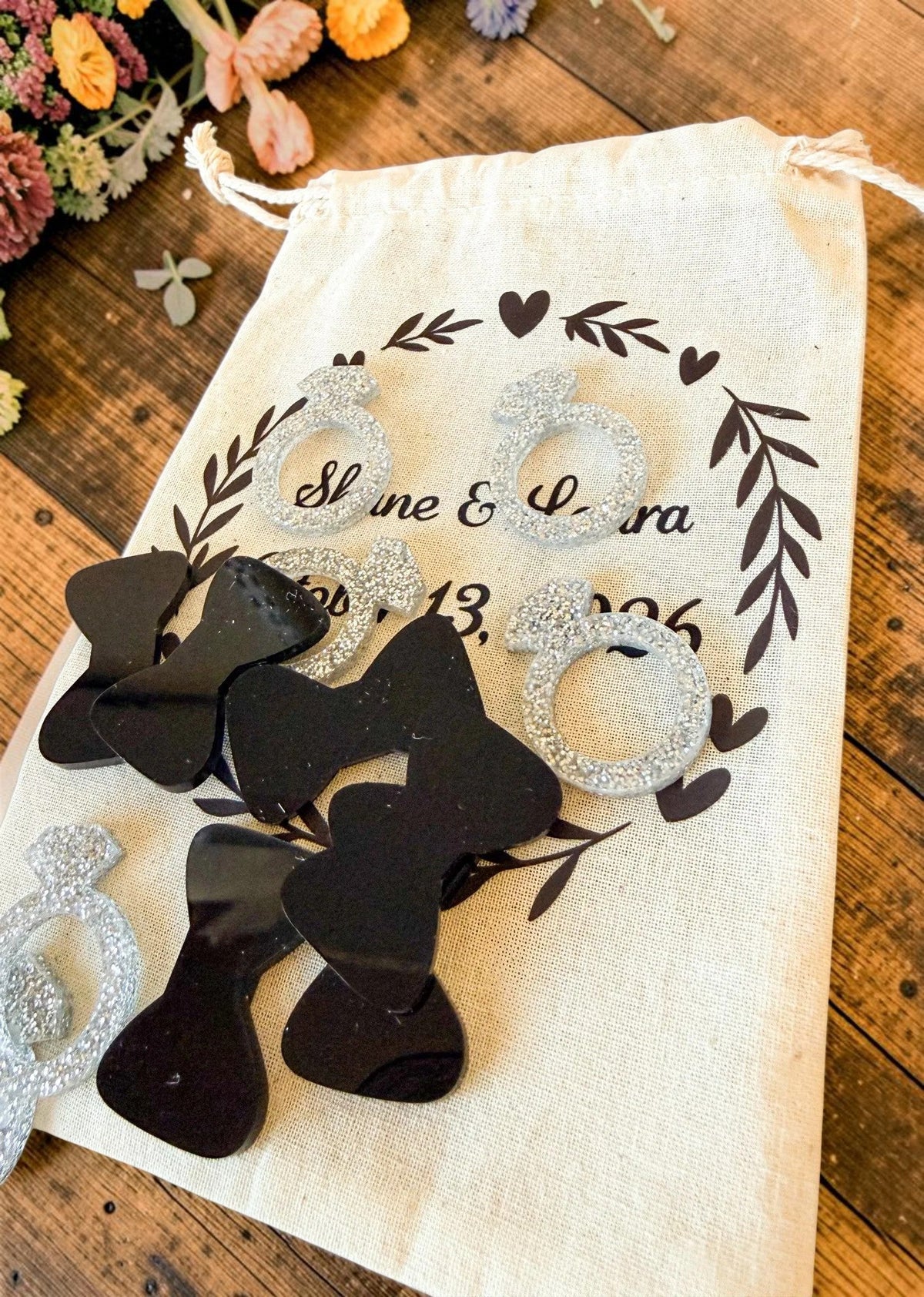 Tic Tac Toe Ring & Bowtie Wedding Favors - Farmhouse Whimsy