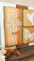 Farmhouse Whimsy wooden nature wall art hanging on a wall, showcasing a rustic, natural wood design for home decor.