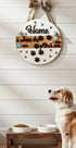 Wooden pet paws farmhouse door sign by Farmhouse Whimsy, decorative door sign for pet-friendly home decor.